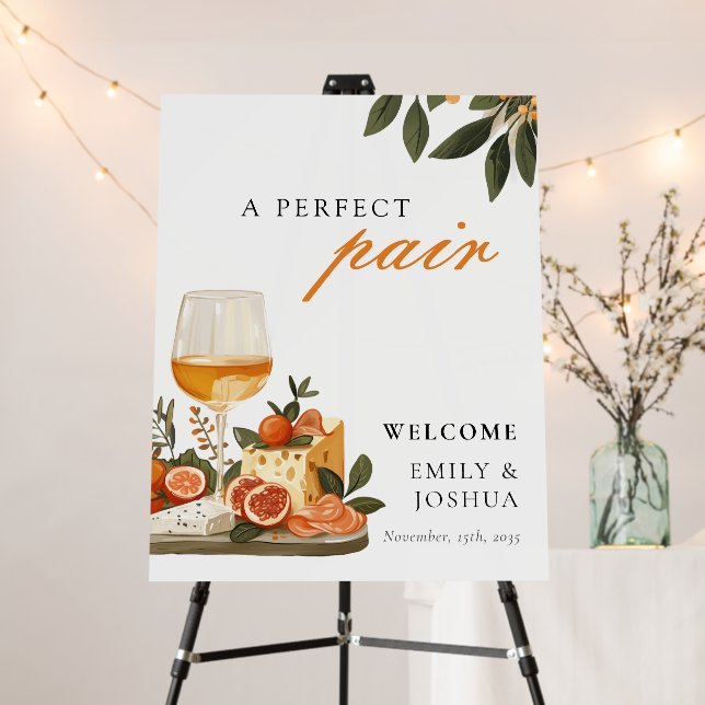 A Perfect Pair Wine & Cheese Engagement Party Foam Board (In Situ (Stand))