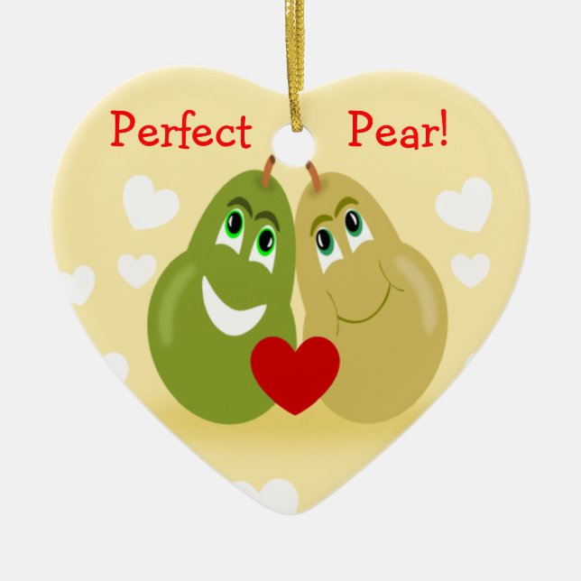A Perfect Pear Couples Personalized Ornament (Front)