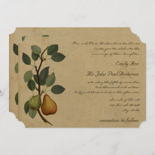 A Perfect Pear Pair Orchard, Barn, Farm Wedding Invitation