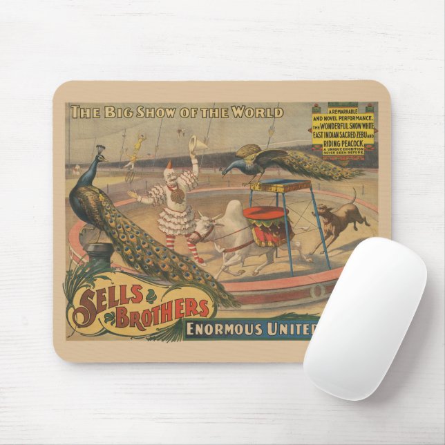 A Performing Zebu And Peacock With Clown Trainer Mouse Pad (With Mouse)