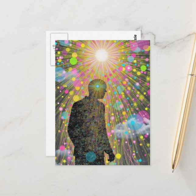 A person finds themselves lost in the algorithm postcard (Front/Back In Situ)