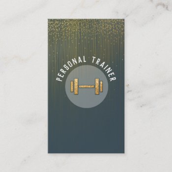 A Personal Trainer Gold Dumbbell On Glitter Business Card by johan555 at Zazzle