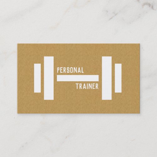 A personal trainer white dumbbell icon cardboard business card