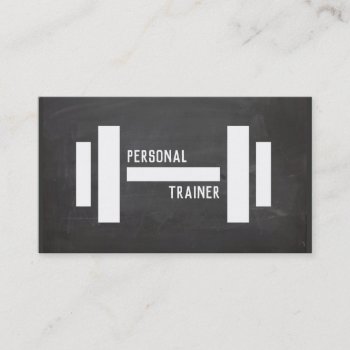 A Personal Trainer White Dumbbell Icon Chalkboard Business Card by johan555 at Zazzle