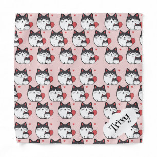 A Personalised Cat Bandana with Illustrated Cats