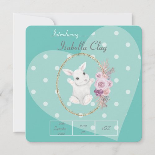 A PERSONALIZED BIRTH ANNOUNCEMENT FLAT CARD