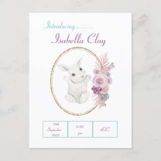 A PERSONALIZED BIRTH ANNOUNCEMENT POSTCARD