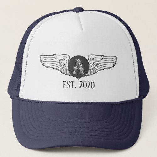 A Personalized Monogram Aviation Pilot Wings Trucker Hat