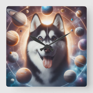 A PET in space Square Wall Clock