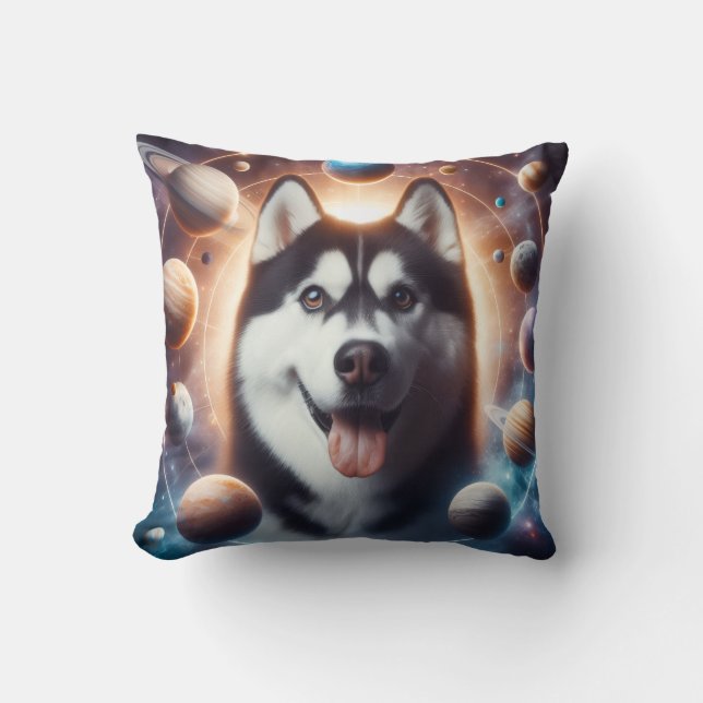 A PET in space Throw Pillow (Front)