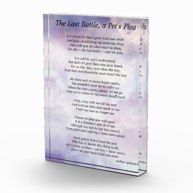 A Pet's Plea Prayer Pet Memorial Award (Right)