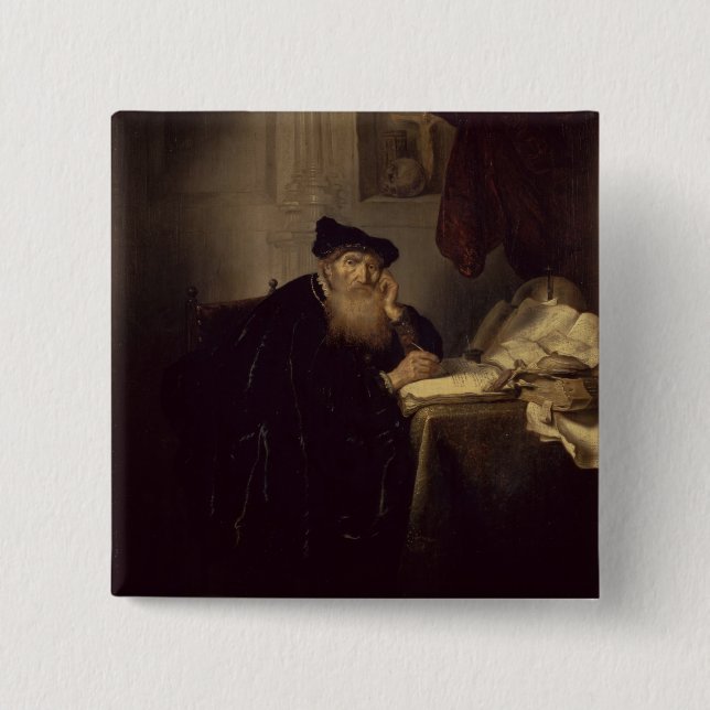 A Philosopher, 1635 (oil on panel) Pinback Button (Front)