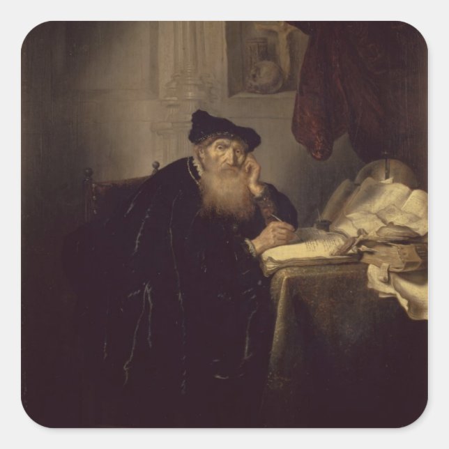A Philosopher, 1635 (oil on panel) Square Sticker (Front)