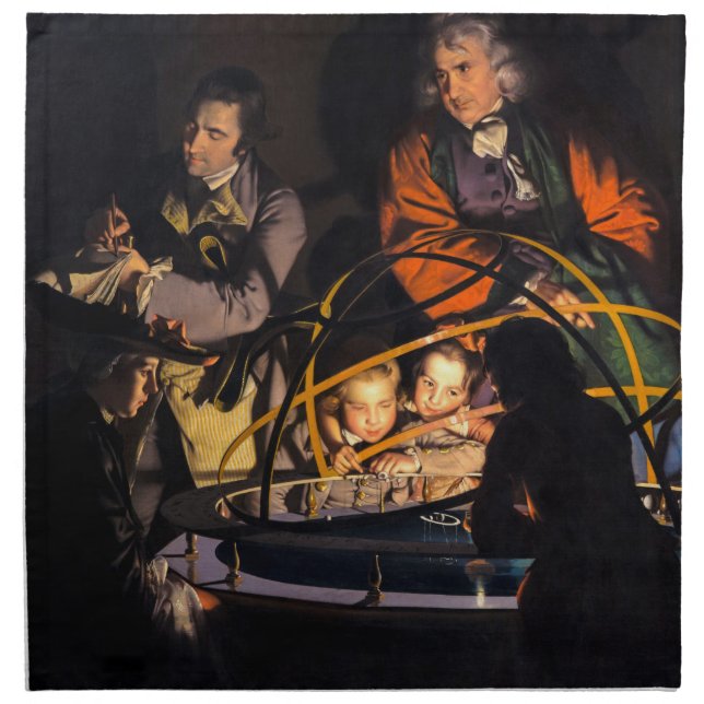 A Philosopher Lecturing on the Orrery Solar System Cloth Napkin (Front)