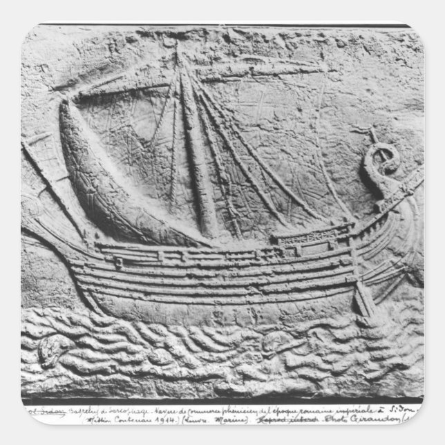 A Phoenician trade ship at Sidon Square Sticker (Front)