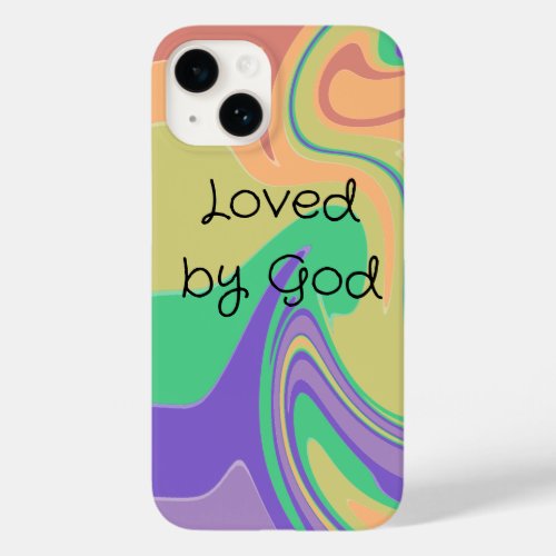 A phone case with a swirly rainbow