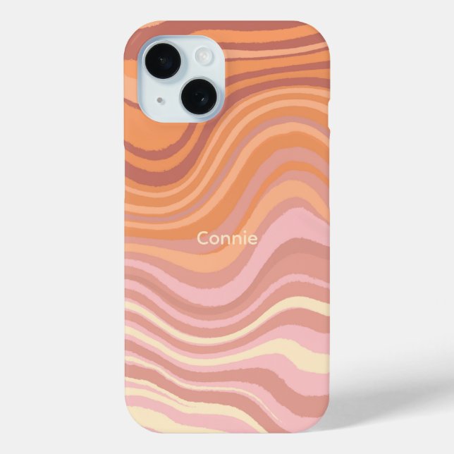 A phone case with sunset colors in waves. (Back)