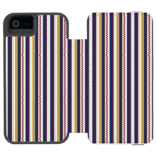 A phone case with vertical stripes in navy yellow