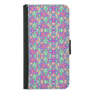 A phone wallet case with a colorful
