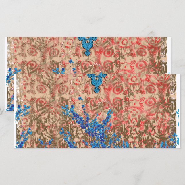 a picture of a blue and beige scarf menu (Front/Back)