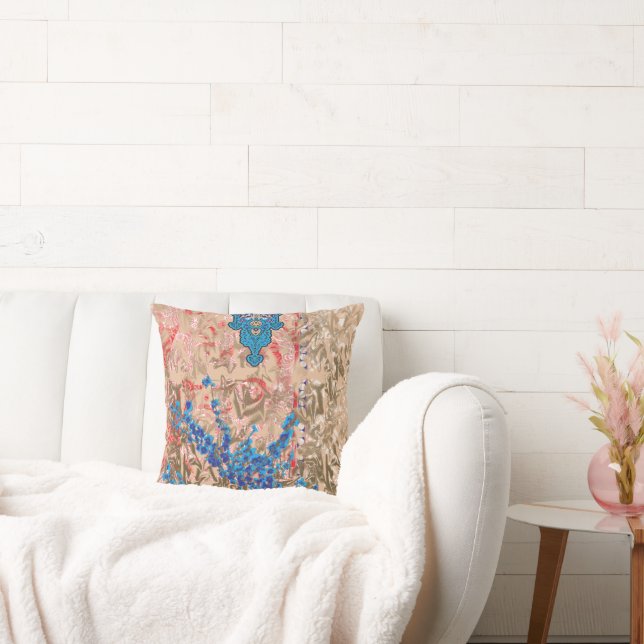 a picture of a blue and beige scarf throw pillow (Couch)