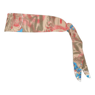 a picture of a blue and beige scarf tie headband