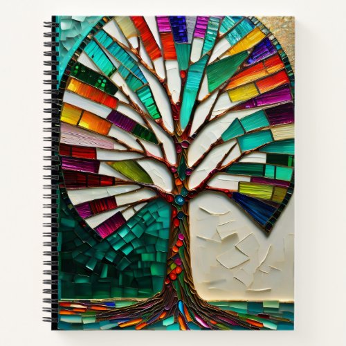 a picture of a tree made out of stained glass notebook