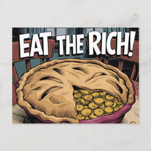 A Pie Full of Gold Coins Eat the Rich Comic Book  Postcard