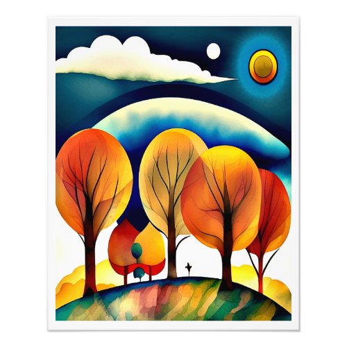 A piece of art a painted landscape full of life photo print
