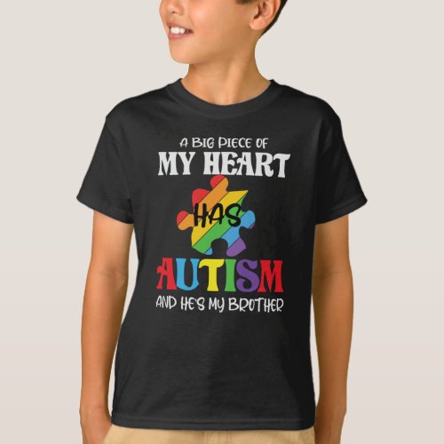 A Piece of My Heart Has Autism Brother Puzzle T_Shirt