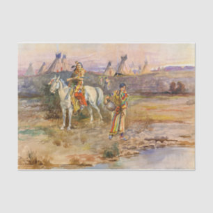 A Piegan Flirtation by Charles Marion Russell Tissue Paper