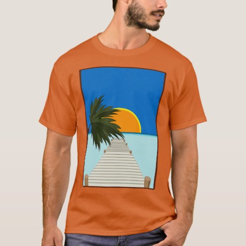 A pier on a paradise beach T_Shirt