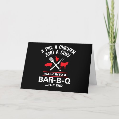 A Pig Chicken Cow Walk Into A Bar Funny BBQ Holiday Card