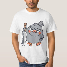 A pigeon holds a knife and is angry T-Shirt