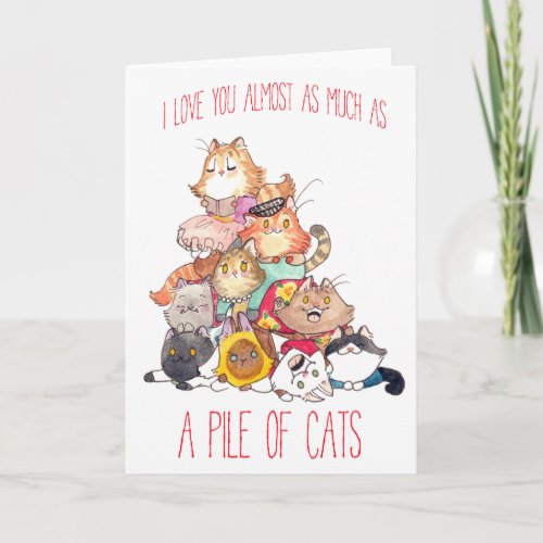 A pile of cats valentine holiday card