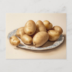 A Pile of Potatoes on a Plate Holiday Postcard