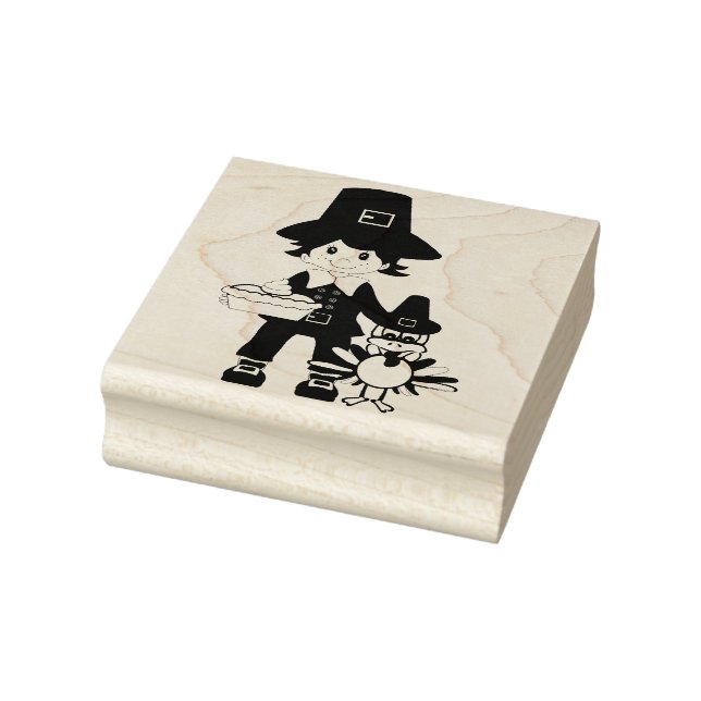 A Pilgrim and His Turkey Rubber Stamp (Stamp)