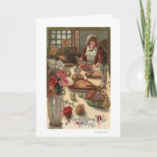 A Pilgrim Womans Table Holiday Card