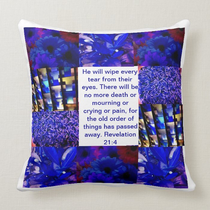 A pillow with a bible verse to comfort