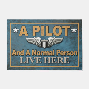 A Pilot And A Normal Person Live Here Doormat 
