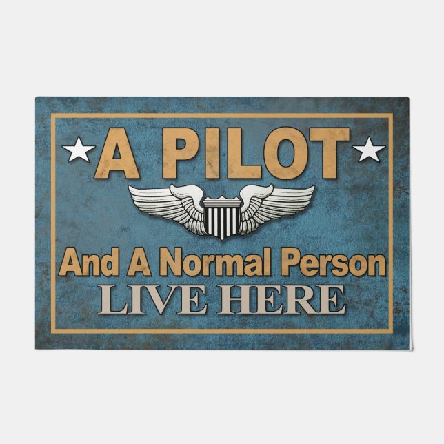  A Pilot And A Normal Person Live Here Doormat (Front)