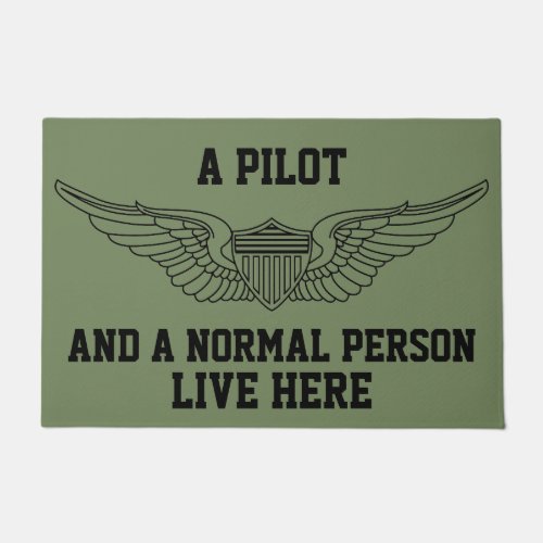 A Pilot and Normal Person Live Here Wings Graphic Doormat