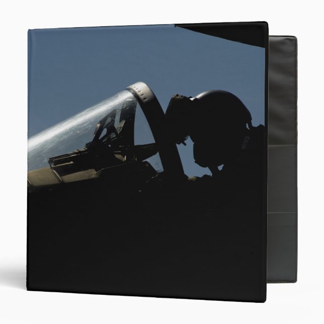 A pilot prepares for take-off 3 ring binder (Front/Inside)