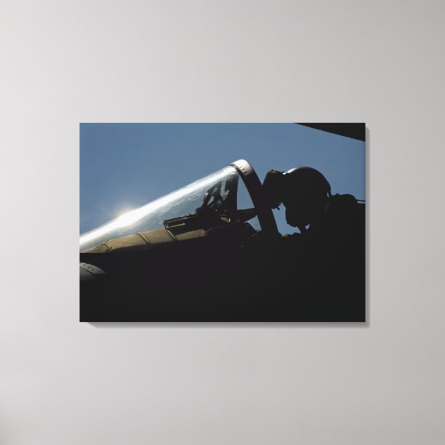 A pilot prepares for take-off canvas print (Front)