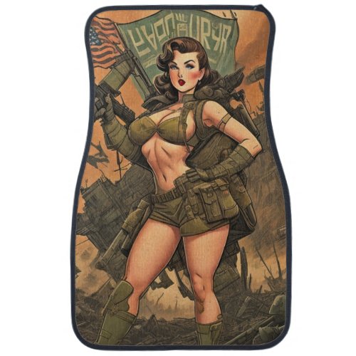 A Pin_Up Heroine in a Post_Apocalyptic World Car Floor Mat