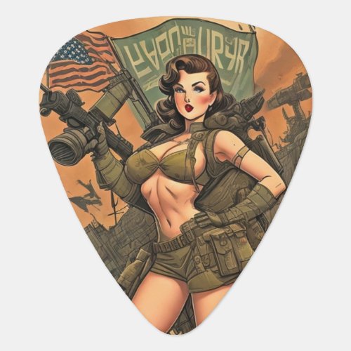 A Pin_Up Heroine in a Post_Apocalyptic World Guitar Pick