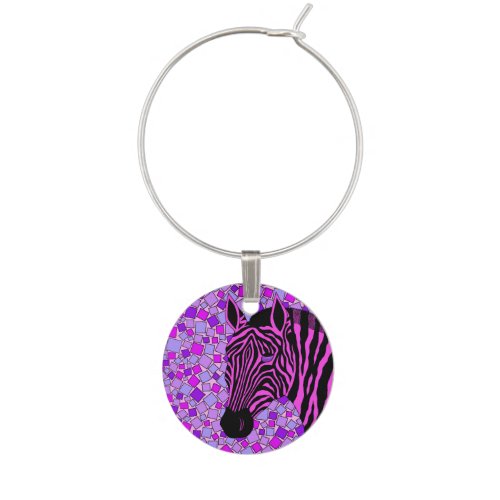 A Pink And Black Zebra Wine Glass Jewelry Wine Glass Charm
