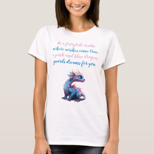 A Pink and blue dragon guards dreams for you T_Shirt