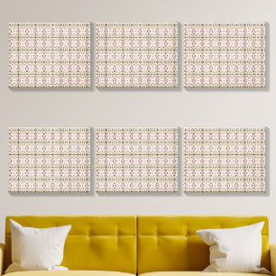 a pink and brown pattern on a white background canvas photo tile 