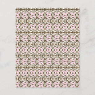a pink and brown pattern on a white background flyer